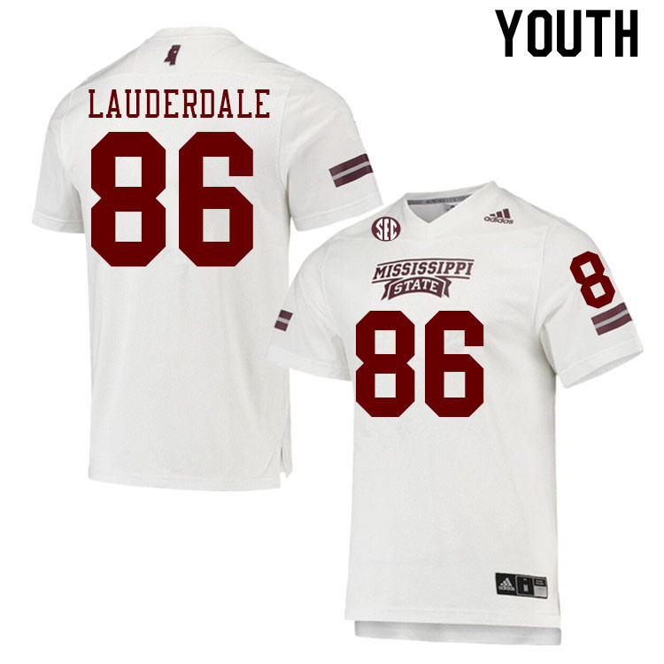 Youth #86 Nick Lauderdale Mississippi State Bulldogs College Football Jerseys Stitched Sale-White